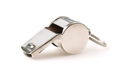 Silver referee whistle