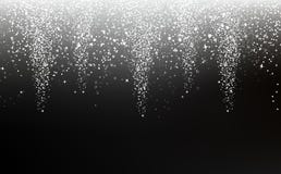 Silver stars falling confetti, dust and dots scatter glitter blinking winter season celebration festival abstract background