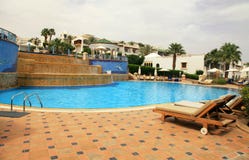 Simbassäng av det lyxiga hotellet, Egypten arkivfoton Simbassäng av det lyxiga hotellet, Egypten arkivfoton