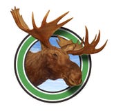 Simbolo capo dell'icona della foresta dei Antlers delle alci immagini stock Simbolo capo dell'icona della foresta dei Antlers delle alci immagini stock