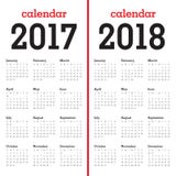 Simple Calendar template for 2017 and 2018 vector illustration Simple Calendar template for 2017 and 2018 vector illustration
