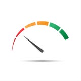 Simple color tachometer with a pointer in the minimum red part royalty free illustration Simple color tachometer with a pointer in the minimum red part royalty free illustration
