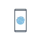 Simple Line of Cell Phone Vector Icon - finger print human id vector illustration Simple Line of Cell Phone Vector Icon - finger print human id vector illustration