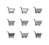 Simple line shopping cart vector icon logo design. Simple line shopping cart basket vector icon logo design set template royalty free illustration Simple line shopping cart vector icon logo design. Simple line shopping cart basket vector icon logo design set template royalty free illustration