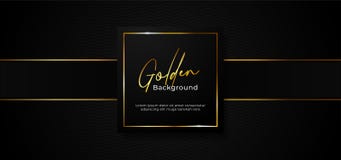 Simple luxury professional paper box badge with sparkling golden square frame on wave pattern dark black background with gold