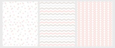 Abstract Seamless Geometric Patterns with Pastel Color Chevron and Dots on a White Background. royalty free illustration Abstract Seamless Geometric Patterns with Pastel Color Chevron and Dots on a White Background. royalty free illustration