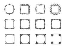 Simple swirl thin line floral frames and linear flourish borders for invitations vector illustration royalty free illustration Simple swirl thin line floral frames and linear flourish borders for invitations vector illustration royalty free illustration