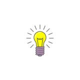 Simple vector flat art icon of a burning light bulb stock illustration Simple vector flat art icon of a burning light bulb stock illustration