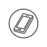 Simple vector line art icon of smartphone in the round frame vector illustration Simple vector line art icon of smartphone in the round frame vector illustration