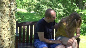 Sinful husband man ask his angry wife woman for forgiveness. 4K stock video footage Sinful husband man ask his angry wife woman for forgiveness. 4K stock video footage