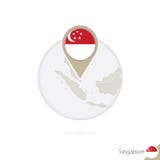 Singapore map and flag in circle. Map of Singapore, Singapore flag pin. Map of Singapore in the style of the globe stock illustration Singapore map and flag in circle. Map of Singapore, Singapore flag pin. Map of Singapore in the style of the globe stock illustration