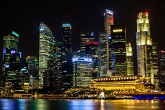 Singapore's Central Business District at Night royalty free stock photography Singapore's Central Business District at Night royalty free stock photography