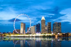 Singapore Skyline at Marina Bay During Sunset Blue Hour royalty free stock image Singapore Skyline at Marina Bay During Sunset Blue Hour royalty free stock image