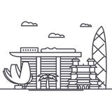 Singapore vector line icon, sign, illustration on background, editable strokes royalty free illustration Singapore vector line icon, sign, illustration on background, editable strokes royalty free illustration