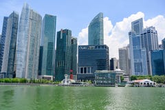 Singapour, secteur de Financal et hôtel de baie de Fullterton photos stock Singapour, secteur de Financal et hôtel de baie de Fullterton photos stock