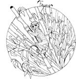 Singe dans une forêt en bambou illustration libre de droits Singe dans une forêt en bambou illustration libre de droits