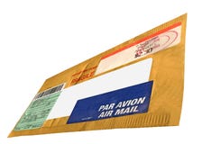 Single yellow mail package (envelope, cn22 form) Royalty Free Stock Photos Single yellow mail package (envelope, cn22 form) Royalty Free Stock Photos