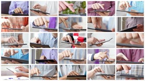 Sirva la pantalla táctil de la mano en la PC digital moderna de la tablilla Sirva la pantalla táctil de la mano en la PC digital moderna de la tablilla