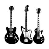 Sistema blanco y negro de la guitarra ilustración del vector Sistema blanco y negro de la guitarra ilustración del vector