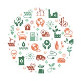 Sistema circular del concepto del símbolo del poder verde del vector ilustración del vector Sistema circular del concepto del símbolo del poder verde del vector ilustración del vector