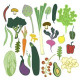 Sistema colorido aislado comida sana de las verduras stock de ilustración Sistema colorido aislado comida sana de las verduras stock de ilustración