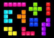 Sistema colorido de botones cuadrados en el fondo negro, diverso bloque de las formas, diversos tipos de conexiones del bloque Ve libre illustration Sistema colorido de botones cuadrados en el fondo negro, diverso bloque de las formas, diversos tipos de conexiones del bloque Ve libre illustration