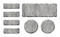Sistema de botones y de elementos de piedra realistas del interfaz ilustración del vector Sistema de botones y de elementos de piedra realistas del interfaz ilustración del vector