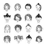 Sistema de caracteres lindos de la muchacha, historieta para su libre illustration Sistema de caracteres lindos de la muchacha, historieta para su libre illustration
