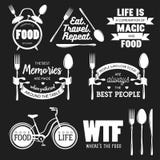 Sistema de citas tipográficas relacionadas de la comida del vintage Ilustración del vector ilustración del vector Sistema de citas tipográficas relacionadas de la comida del vintage Ilustración del vector ilustración del vector