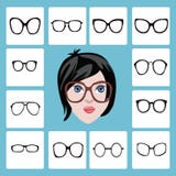 Tipos Y Gafas De Sol De La Cara De La Mujer Ilustración del Vector