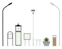 Sistema de elementos en una calle o un parque - vector libre illustration Sistema de elementos en una calle o un parque - vector libre illustration