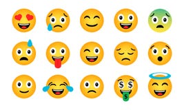 Sistema de Emoji Iconos emocionales divertidos lindos ilustración del vector Sistema de Emoji Iconos emocionales divertidos lindos ilustración del vector