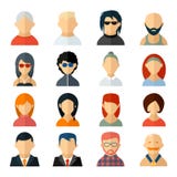 Sistema de iconos del avatar del usuario en estilo plano libre illustration Sistema de iconos del avatar del usuario en estilo plano libre illustration