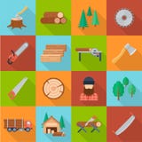 Sistema de la industria de la madera ilustración del vector Sistema de la industria de la madera ilustración del vector