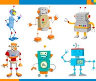 Sistema de los caracteres del robot de la fantasía de la historieta stock de ilustración Sistema de los caracteres del robot de la fantasía de la historieta stock de ilustración