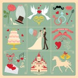 Sistema de los elementos del diseño de la invitación de la boda, iconos. Vintage libre illustration Sistema de los elementos del diseño de la invitación de la boda, iconos. Vintage libre illustration