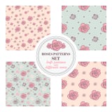 Sistema de modelos inconsútiles con las rosas en diversos fondos ilustración del vector Sistema de modelos inconsútiles con las rosas en diversos fondos ilustración del vector