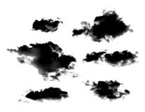Sistema de nubes negras o de humo aislado en el fondo blanco Fotos de archivo Sistema de nubes negras o de humo aislado en el fondo blanco Fotos de archivo