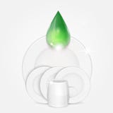Sistema de platos limpios y de descenso verde stock de ilustración Sistema de platos limpios y de descenso verde stock de ilustración