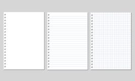 Sistema del ejemplo realista del vector de hojas en blanco del cuadrado y del papel alineado de un bloque aislado libre illustration Sistema del ejemplo realista del vector de hojas en blanco del cuadrado y del papel alineado de un bloque aislado libre illustration