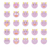 Sistema  del icono del carácter· Demonio lindo ilustración del vector Sistema  del icono del carácter· Demonio lindo ilustración del vector