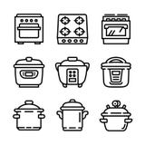 Sistema del icono de la cocina, estilo del esquema ilustración del vector Sistema del icono de la cocina, estilo del esquema ilustración del vector