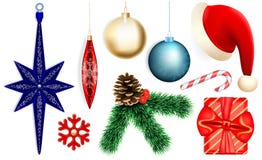 Sistema del icono de la Navidad, estilo realista ilustración del vector Sistema del icono de la Navidad, estilo realista ilustración del vector