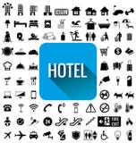 Sistema del icono del hotel stock de ilustración Sistema del icono del hotel stock de ilustración