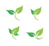 Sistema del logotipo de la hoja de vectores stock de ilustración Sistema del logotipo de la hoja de vectores stock de ilustración