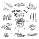 Sistema del vector de elementos de la barbacoa y de la parrilla Vector stock de ilustración Sistema del vector de elementos de la barbacoa y de la parrilla Vector stock de ilustración