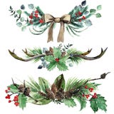 Sistema escandinavo de la composición de la Navidad de la acuarela ilustración del vector Sistema escandinavo de la composición de la Navidad de la acuarela ilustración del vector