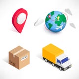 Sistema isométrico de los iconos de la entrega que hace compras stock de ilustración Sistema isométrico de los iconos de la entrega que hace compras stock de ilustración