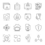 Sistema linear de los iconos de Internet Icono universal de Internet a utilizar en web y UI móvil Muestra de los iconos de Intern stock de ilustración Sistema linear de los iconos de Internet Icono universal de Internet a utilizar en web y UI móvil Muestra de los iconos de Intern stock de ilustración