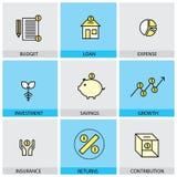 Sistema plano del diseño de la línea iconos del vector de inve del costo del préstamo del presupuesto libre illustration Sistema plano del diseño de la línea iconos del vector de inve del costo del préstamo del presupuesto libre illustration